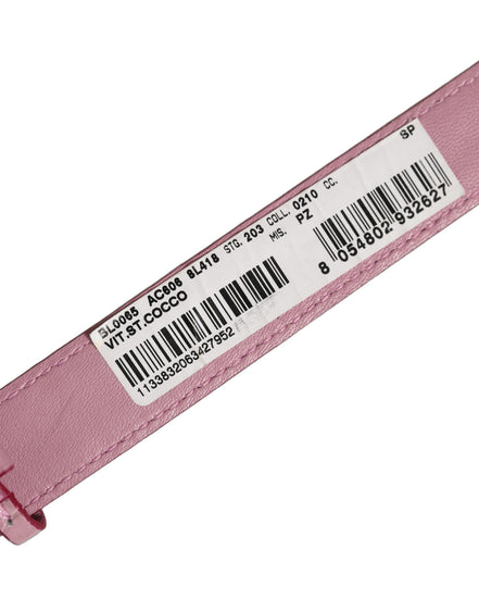 Dolce & Gabbana Pink Embossed Leather Gold Buckle Belt Strap Bracelet