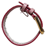 Dolce & Gabbana Pink Embossed Leather Gold Buckle Belt Strap Bracelet