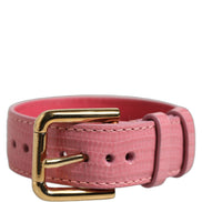 Dolce & Gabbana Pink Textured Leather Gold Buckle Belt Strap Bracelet