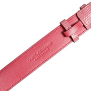Dolce & Gabbana Pink Textured Leather Gold Buckle Belt Strap Bracelet