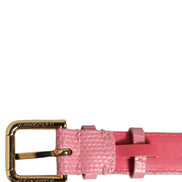 Dolce & Gabbana Pink Textured Leather Gold Buckle Belt Strap Bracelet