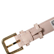 Dolce & Gabbana Pink Embossed Leather Gold Buckle Belt Strap Bracelet