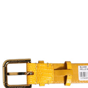 Dolce & Gabbana Yellow Textured Leather Gold Buckle Belt Strap Bracelet