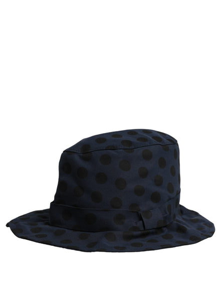 Dolce & Gabbana Blue Black Polka Dot Cotton Bucket Hat
