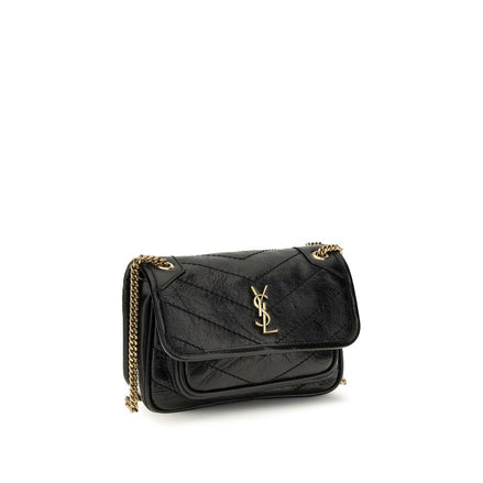 Saint Laurent Black Calf Leather Shoulder Bag Niki