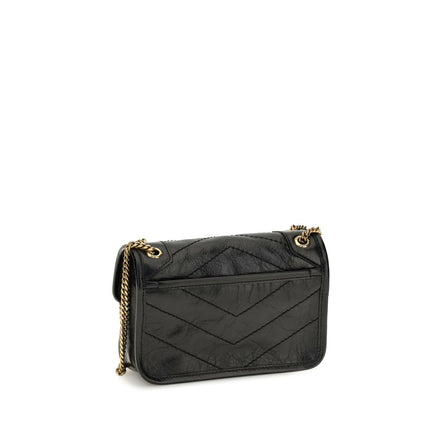 Saint Laurent Black Calf Leather Shoulder Bag Niki