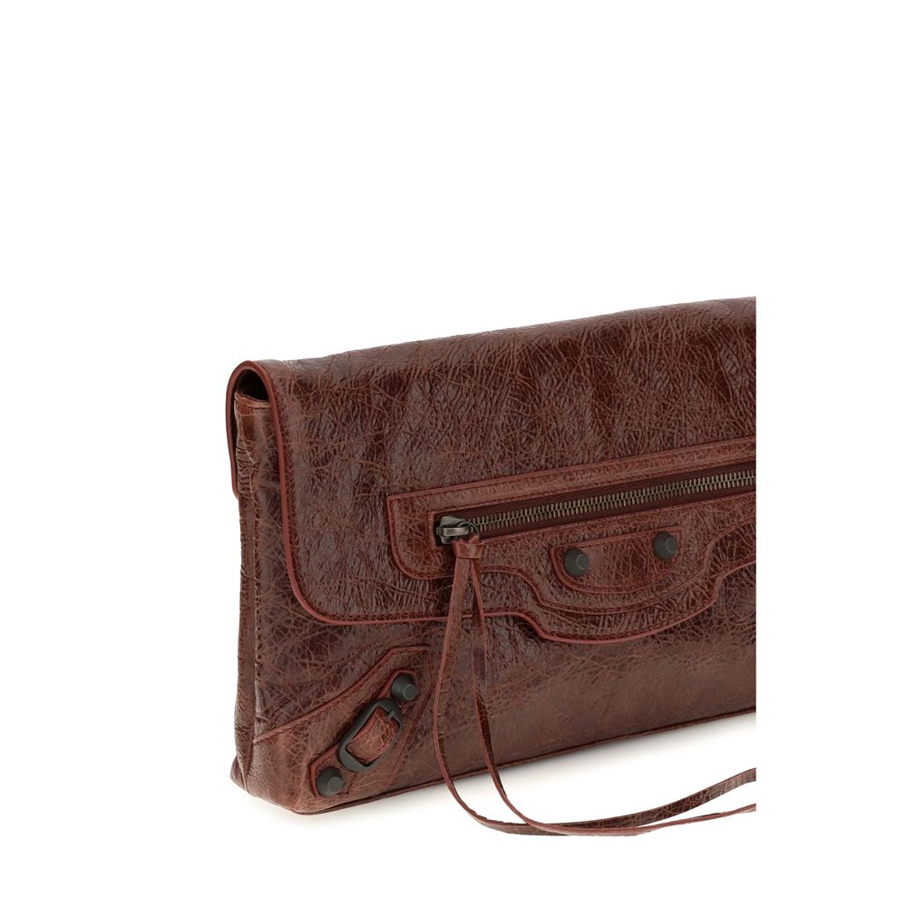 Balenciaga Bordeaux Lambskin Clutch Bag