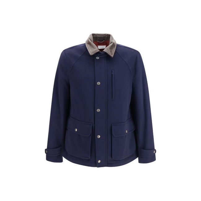 Brunello Cucinelli Blue Wool Full-Length Jacket