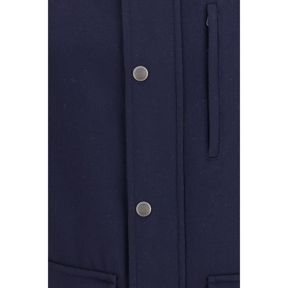 Brunello Cucinelli Blue Wool Full-Length Jacket