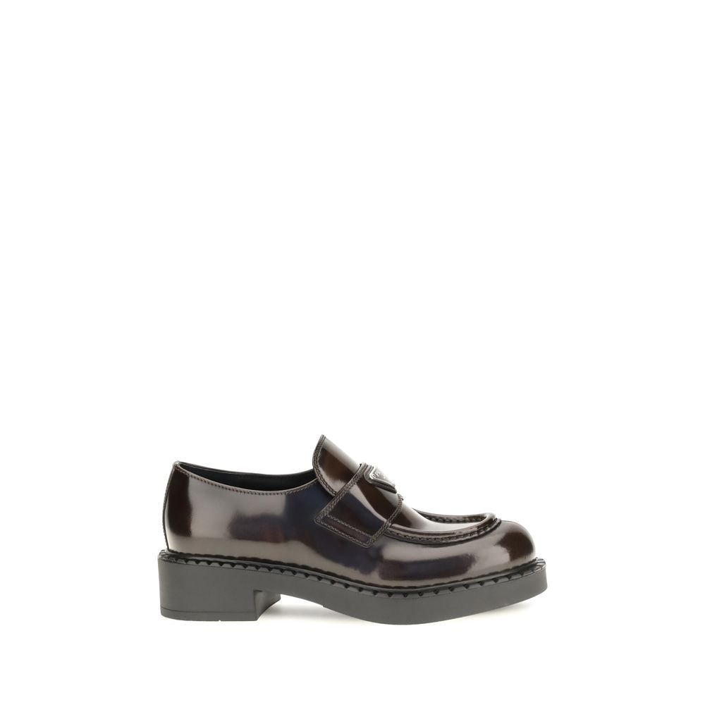 Prada Brown Calf Leather Slip-On Loafers