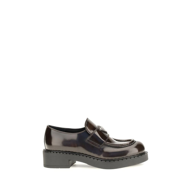 Prada Brown Calf Leather Slip-On Loafers