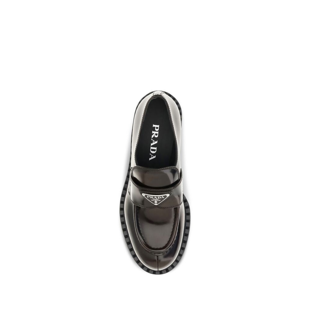Prada Brown Calf Leather Slip-On Loafers