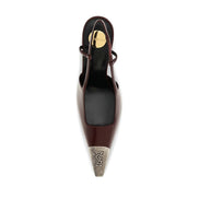Saint Laurent Bordeaux Calf Leather High Heel Pumps