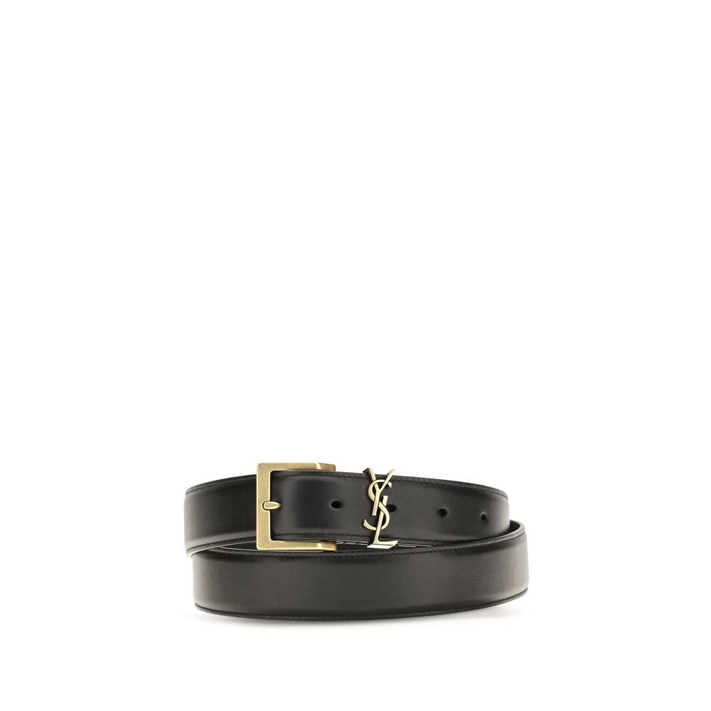Saint Laurent Black Calf Leather Regular Belt