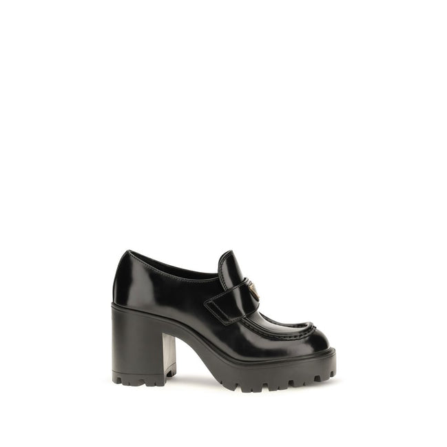 Prada Black Calf Leather Platform Loafers