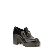 Prada Black Calf Leather Platform Loafers