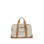 Brunello Cucinelli Beige Leather Travel Bag