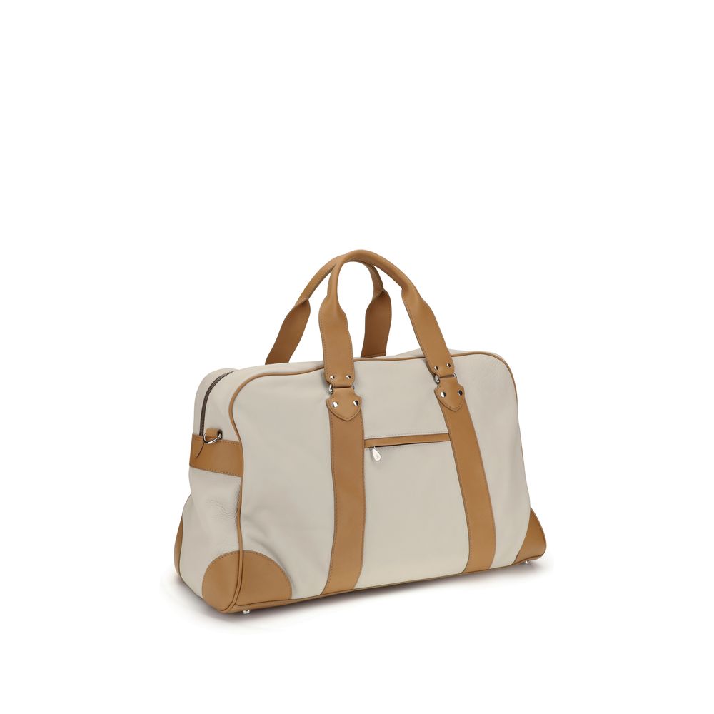Brunello Cucinelli Beige Leather Travel Bag