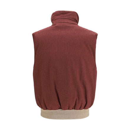 Brunello Cucinelli Bordeaux Wool Sleeveless Jacket