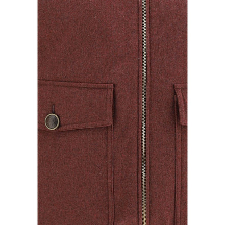 Brunello Cucinelli Bordeaux Wool Sleeveless Jacket
