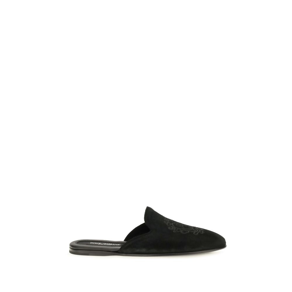 Dolce & Gabbana Black Leather Mules