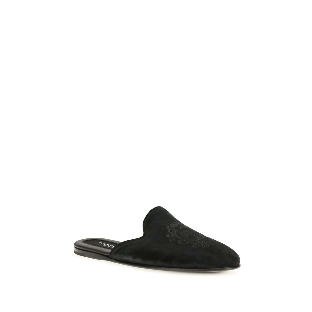 Dolce & Gabbana Black Leather Mules
