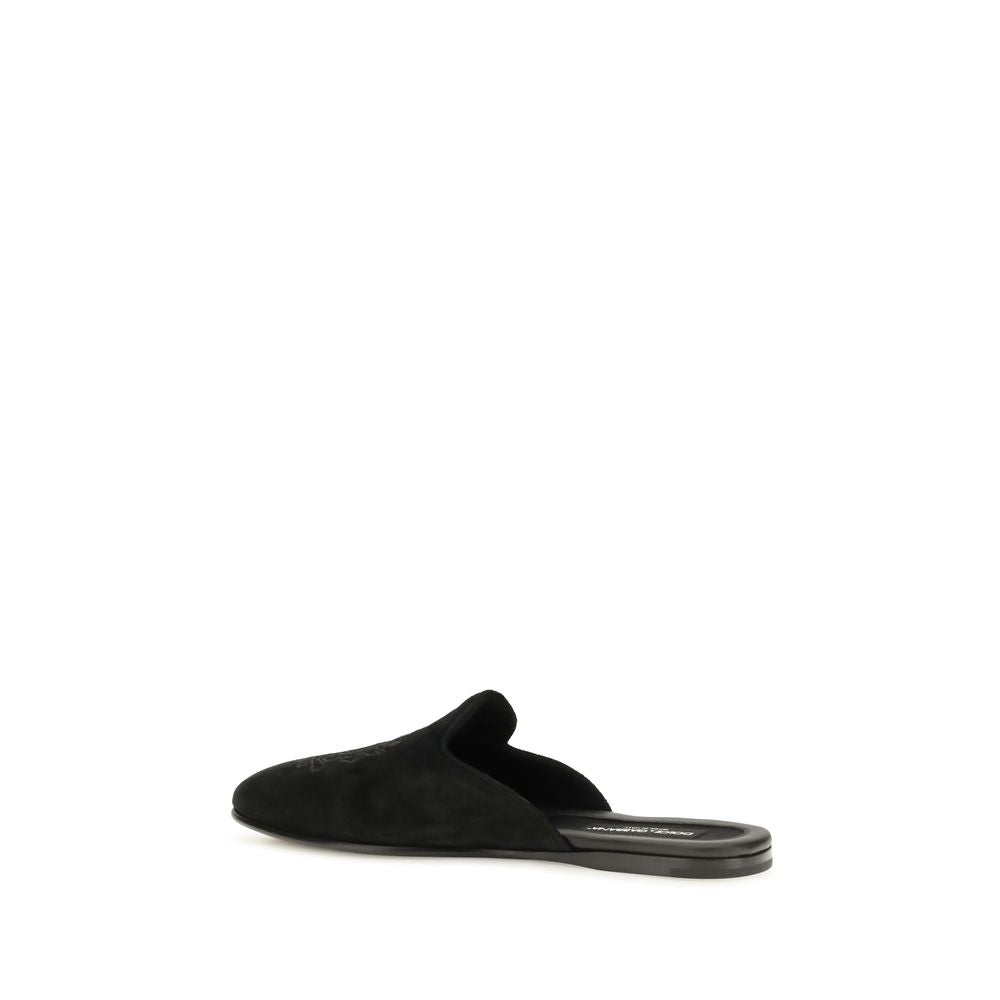 Dolce & Gabbana Black Leather Mules