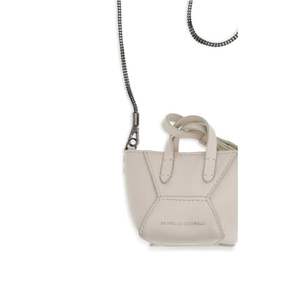 Brunello Cucinelli Beige Leather Shoulder Bag