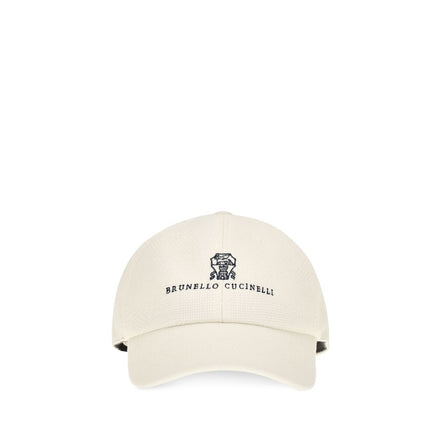 Brunello Cucinelli White Silk Baseball Cap