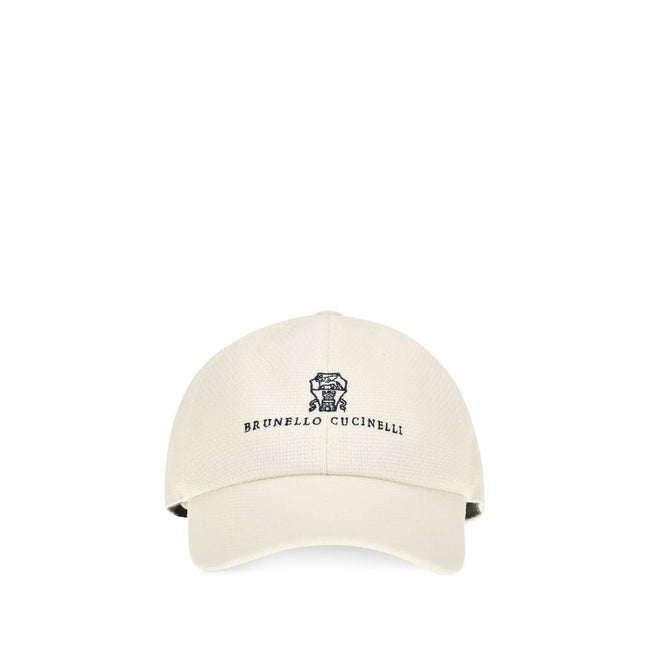 Brunello Cucinelli White Silk Baseball Cap