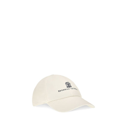 Brunello Cucinelli White Silk Baseball Cap