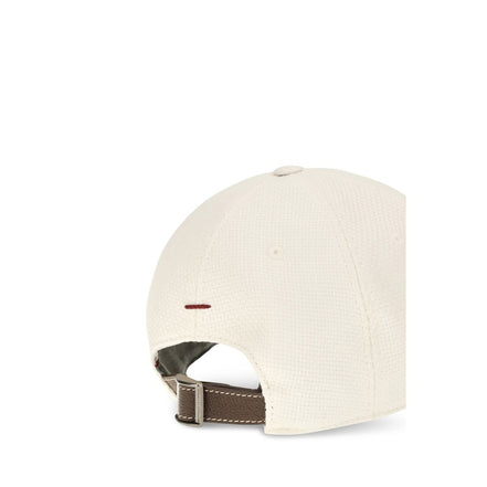 Brunello Cucinelli White Silk Baseball Cap