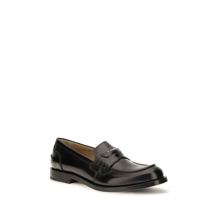 Fendi Black Leather Slip-On Loafers
