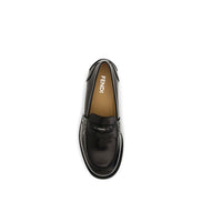 Fendi Black Leather Slip-On Loafers