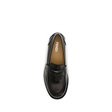Fendi Black Leather Slip-On Loafers