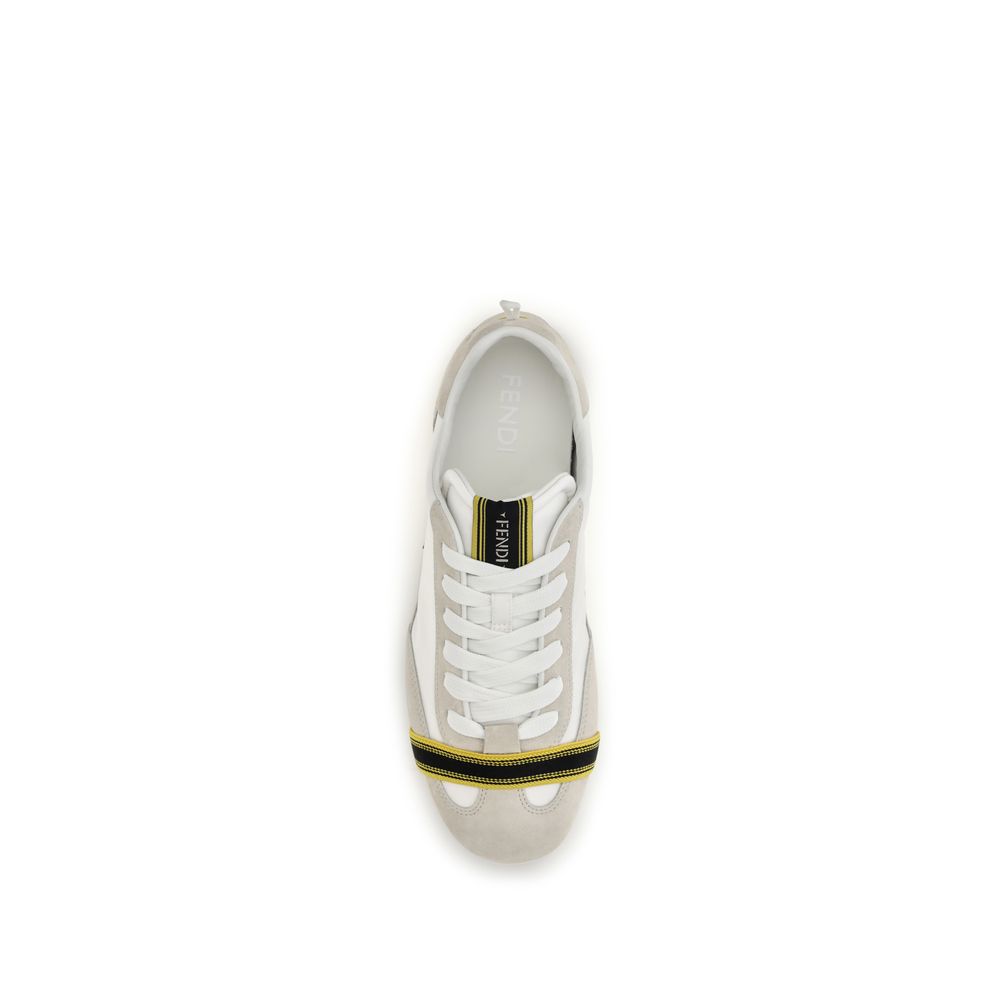 Fendi Gray Leather Athletic Sneakers