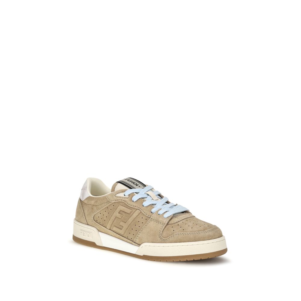 Fendi Beige Calf Leather Athletic Sneakers