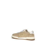 Fendi Beige Calf Leather Athletic Sneakers