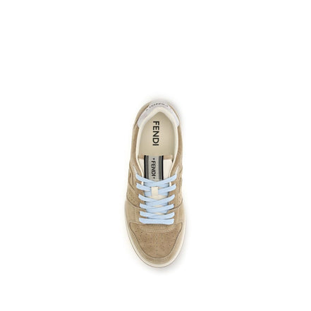 Fendi Beige Calf Leather Athletic Sneakers
