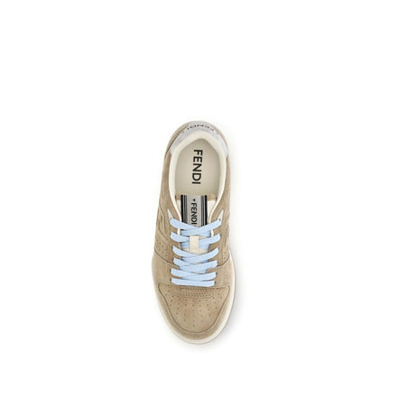 Fendi Beige Calf Leather Low Top Sneakers