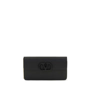 Valentino Garavani Black Leather Chain Wallet