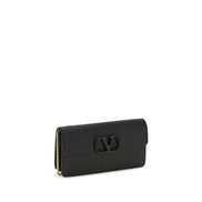 Valentino Garavani Black Leather Chain Wallet