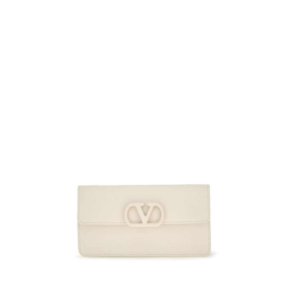 Valentino Garavani White Leather Chain Wallet