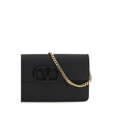 Valentino Garavani Black Leather Chain Wallet