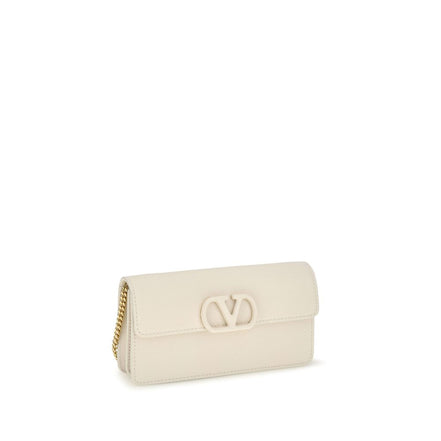 Valentino Garavani White Leather Chain Wallet