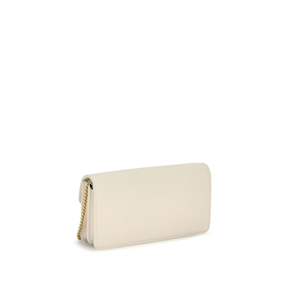 Valentino Garavani White Leather Chain Wallet