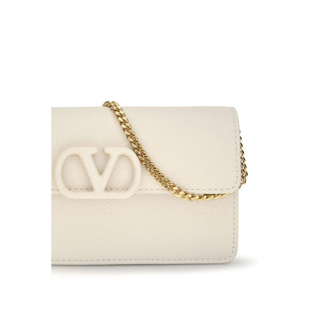 Valentino Garavani White Leather Chain Wallet