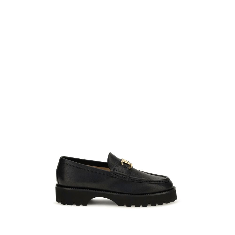Valentino Garavani Black Leather Platform Loafers