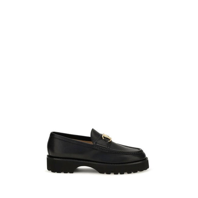 Valentino Garavani Black Leather Platform Loafers