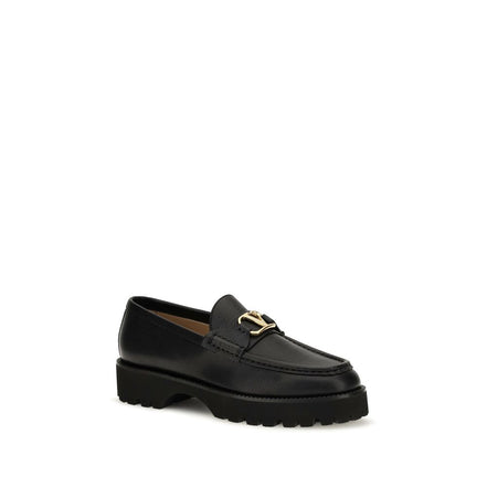 Valentino Garavani Black Leather Platform Loafers